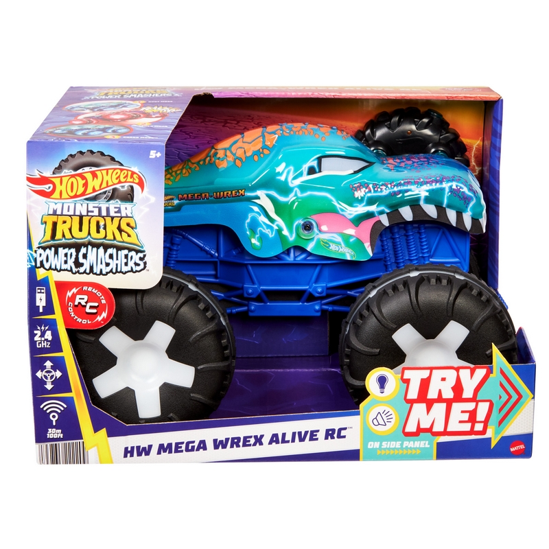Hot Wheels Monster Trucks Mega-Wrex Alive Svetlá a zvuky Diaľkovo ovládané vozidlo v mierke 1:15 JBD90
